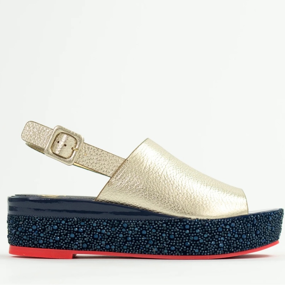 Elegant Gold Platform Slingback Sandals